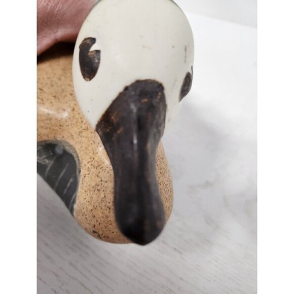 Vintage Ceramic Duck Figurine Farmhouse Country Decor Gray Beige Hand Painted - Picture 7 of 10